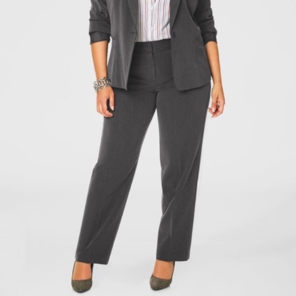 ASHLEY STEWART Straight Trouser Pants Gray - Picture 1 of 6